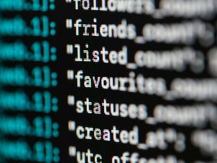 white and red text on black background